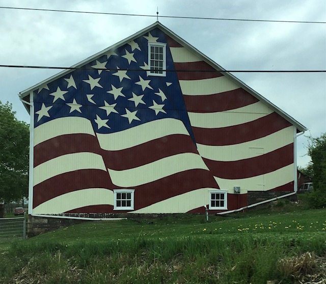Side of a house painted with US flag. Bruce Cross Pennsylvania