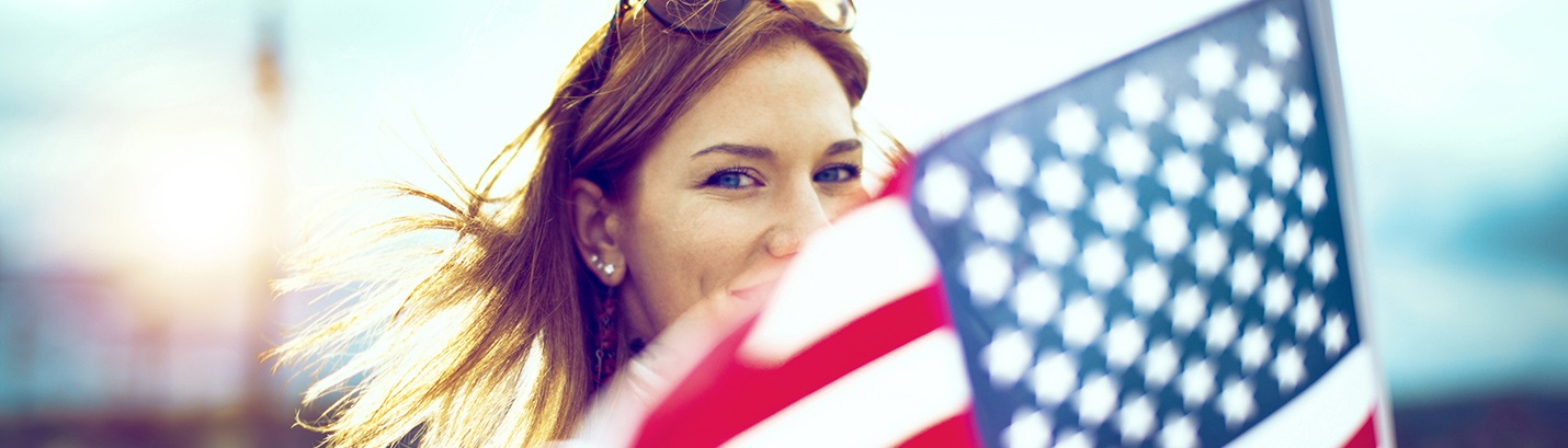 Woman smiling with American flag