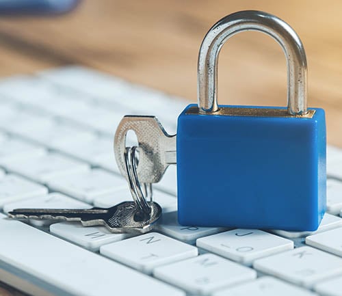 Lock resting on a keyboard